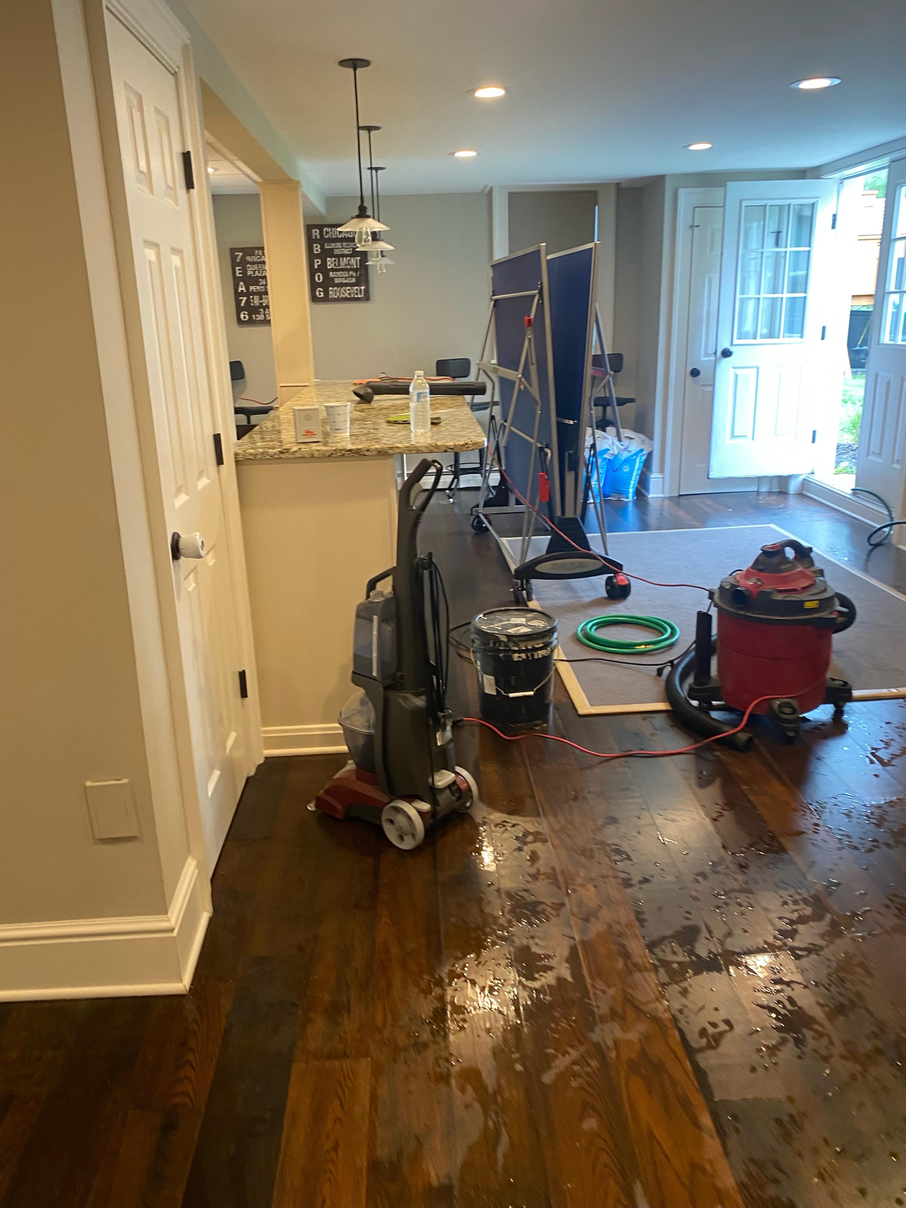 Water damage cleanup in finished basement
