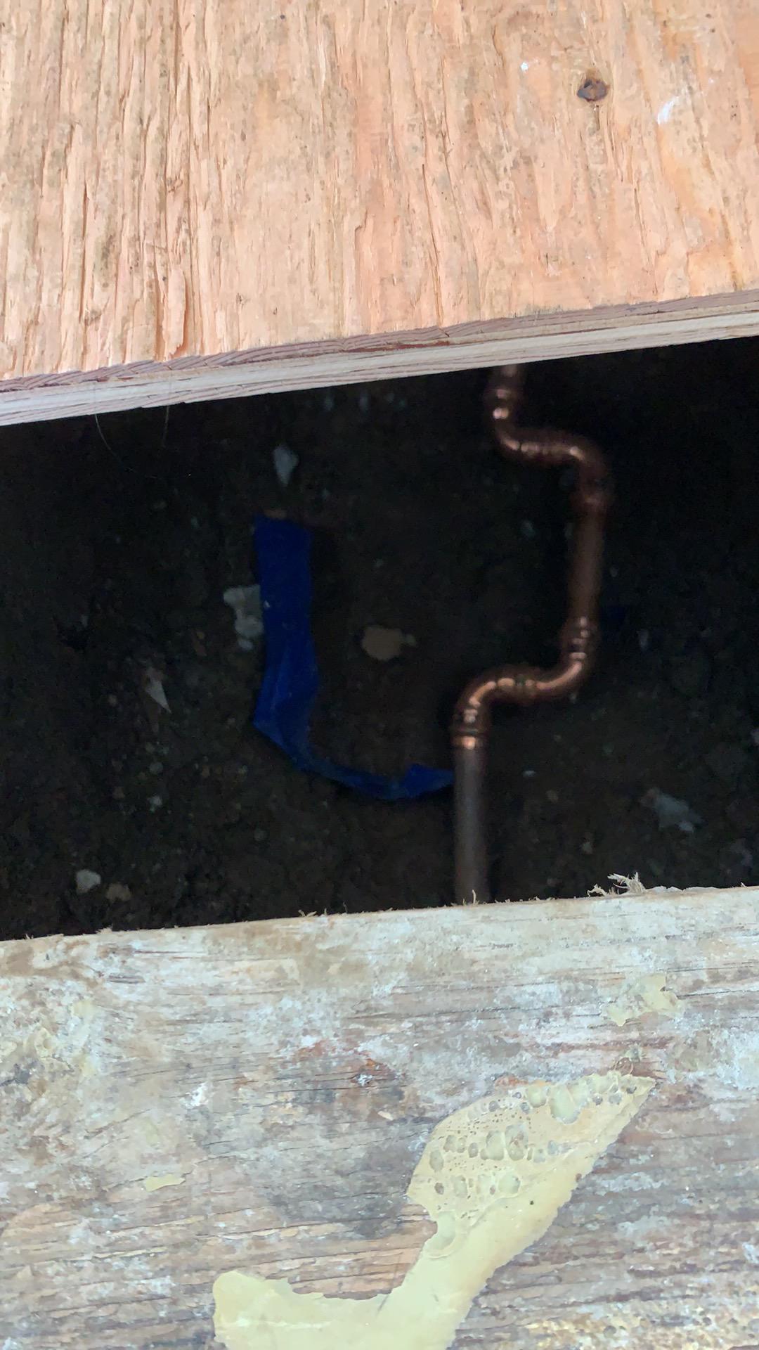 Frozen water pipe in crawl space
