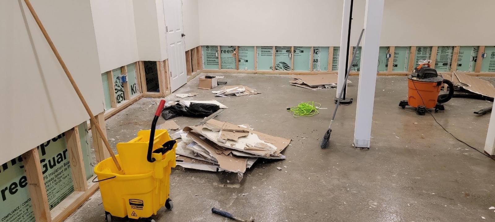 Flood cuts and damaged sheetrock removal