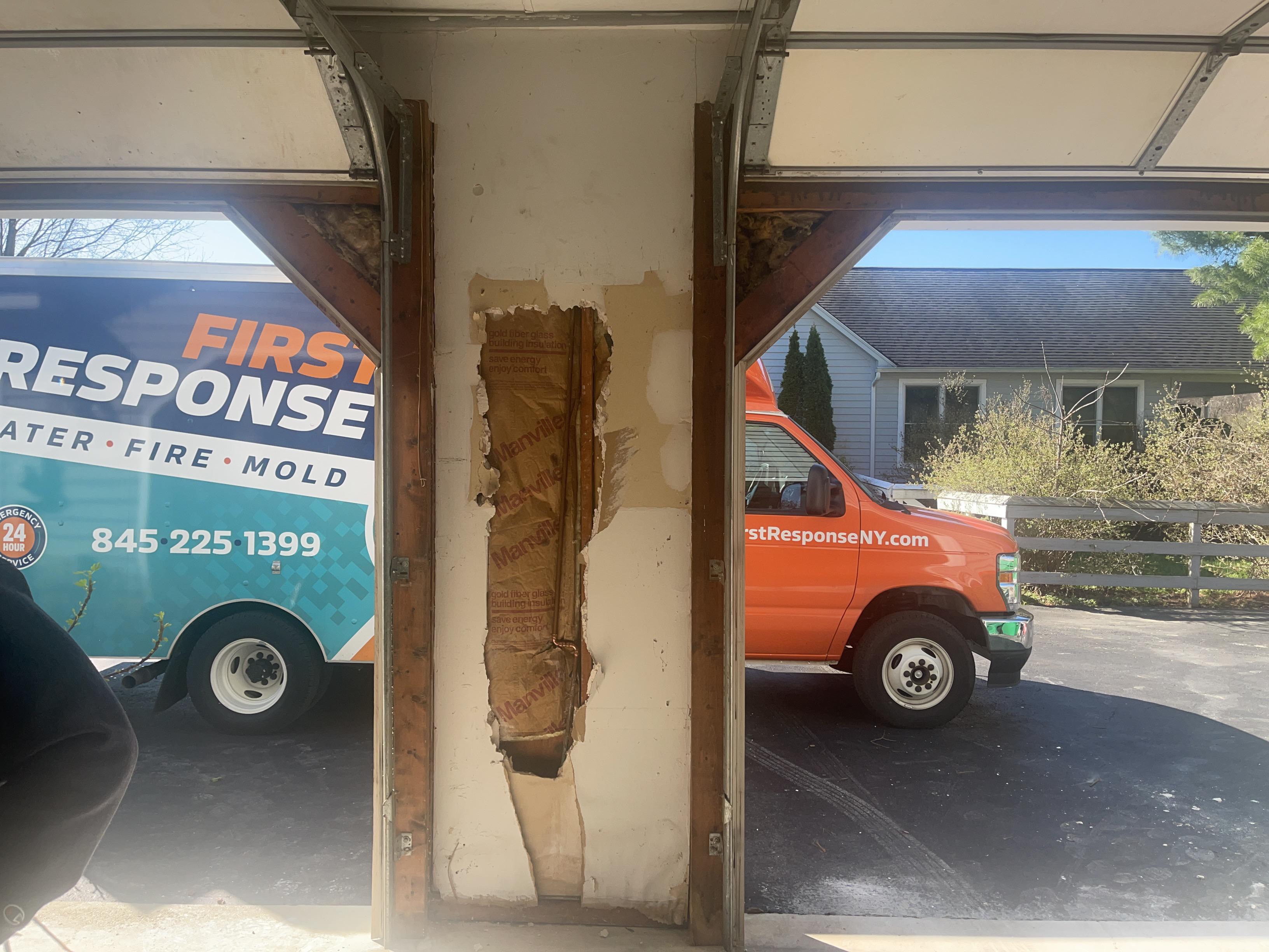 Water damage affected exterior walls