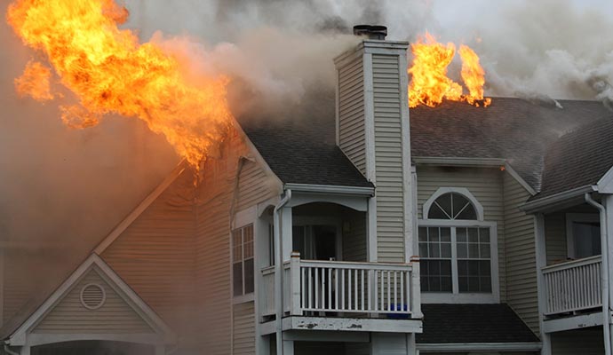 burning residential house